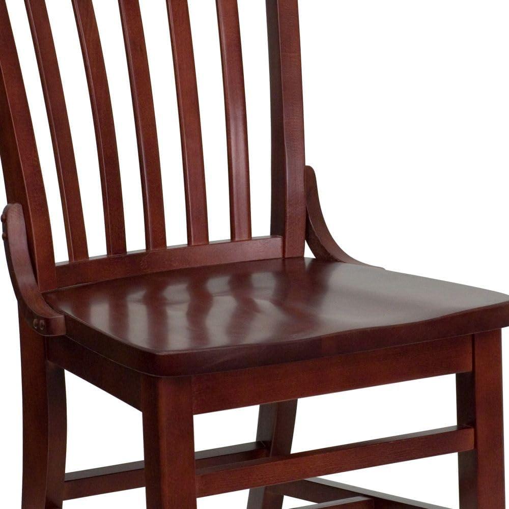 imageFlash Furniture Hercules Series School House Back Mahogany Wood Dining Chair Traditional Elegant Wood Restaurant Chair Walnut WoodMahogany