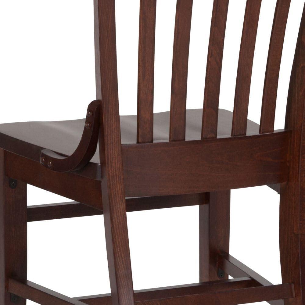imageFlash Furniture Hercules Series School House Back Mahogany Wood Dining Chair Traditional Elegant Wood Restaurant Chair Walnut WoodWalnut