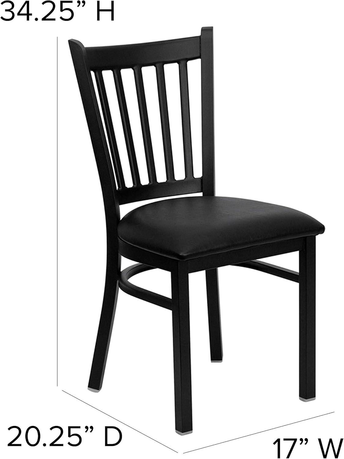 imageFlash Furniture Hercules Series Vertical Back Metal Restaurant Chairs Upholstered Armless Dining Chairs for RestaurantsKitchens Set of 2 BlackBlack Vinyl Seat