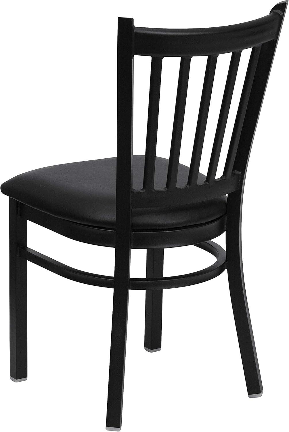 imageFlash Furniture Hercules Series Vertical Back Metal Restaurant Chairs Upholstered Armless Dining Chairs for RestaurantsKitchens Set of 2 BlackBlack Vinyl Seat