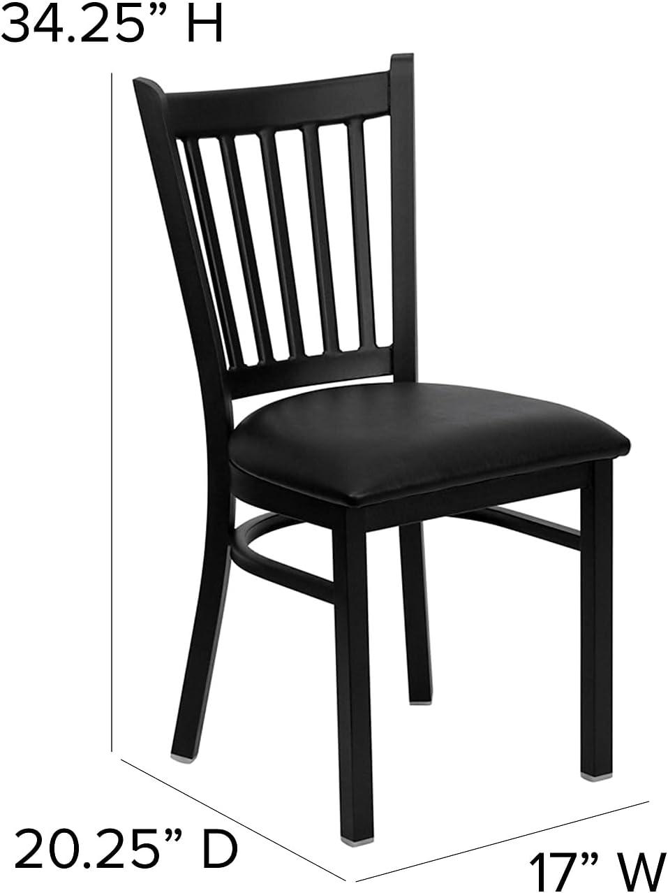 imageFlash Furniture Hercules Series Vertical Back Metal Restaurant Chairs Upholstered Armless Dining Chairs for RestaurantsKitchens Set of 2 BlackBlack Vinyl Seat