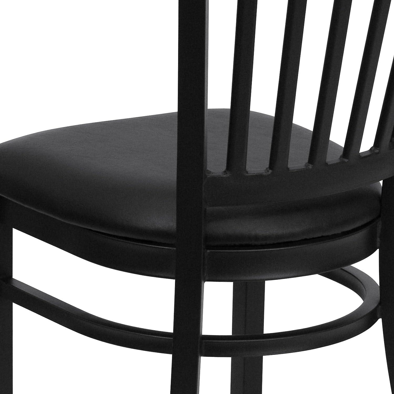 imageFlash Furniture Hercules Series Vertical Back Metal Restaurant Chairs Upholstered Armless Dining Chairs for RestaurantsKitchens Set of 2 BlackBlack Vinyl Seat
