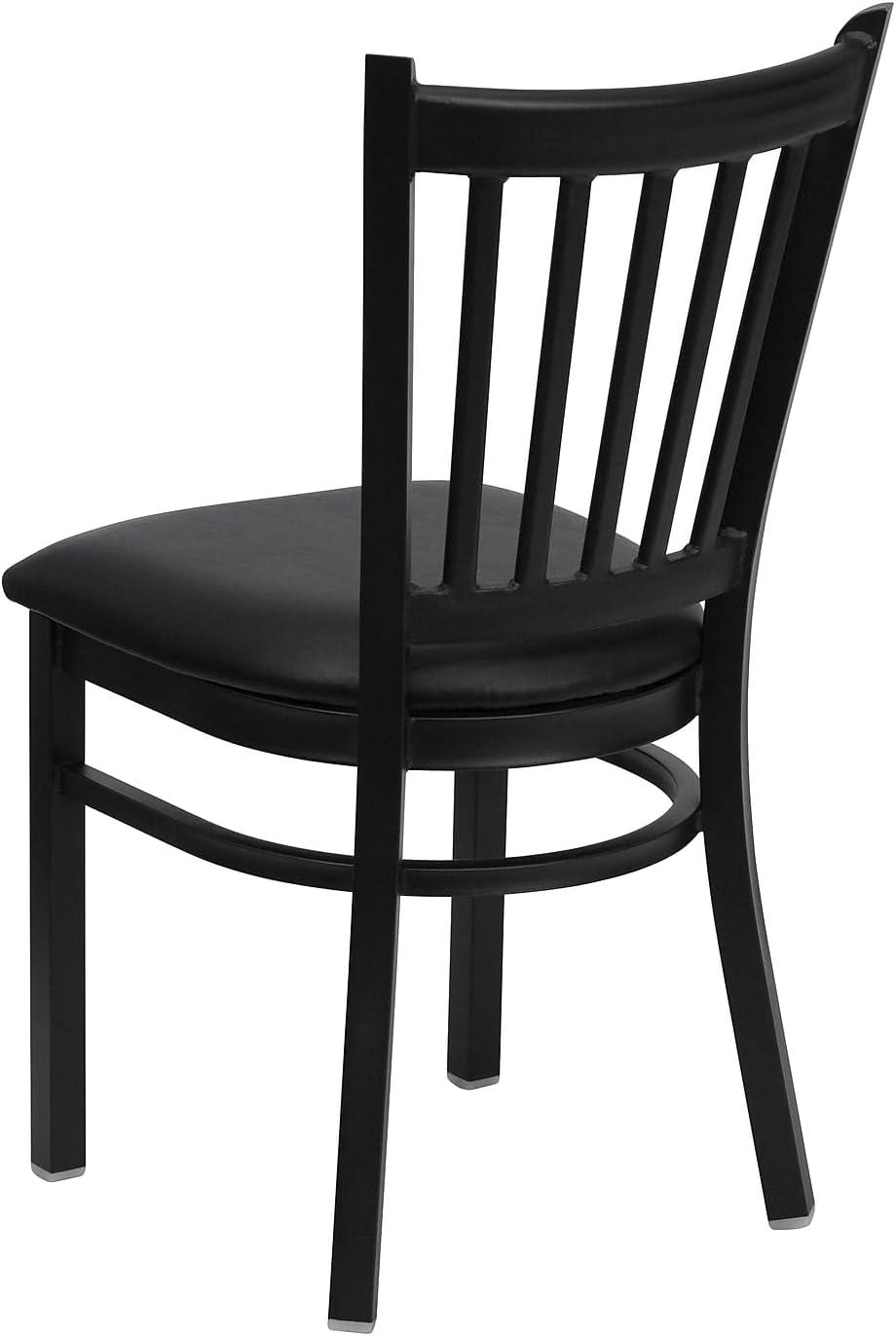 imageFlash Furniture Hercules Series Vertical Back Metal Restaurant Chairs Upholstered Armless Dining Chairs for RestaurantsKitchens Set of 2 BlackBlack Vinyl Seat