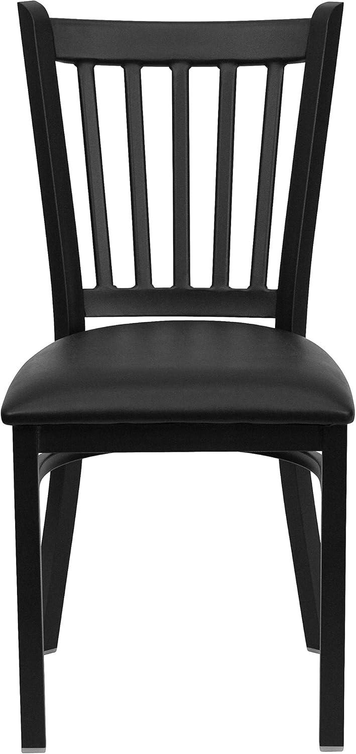 imageFlash Furniture Hercules Series Vertical Back Metal Restaurant Chairs Upholstered Armless Dining Chairs for RestaurantsKitchens Set of 2 BlackBlack Vinyl Seat