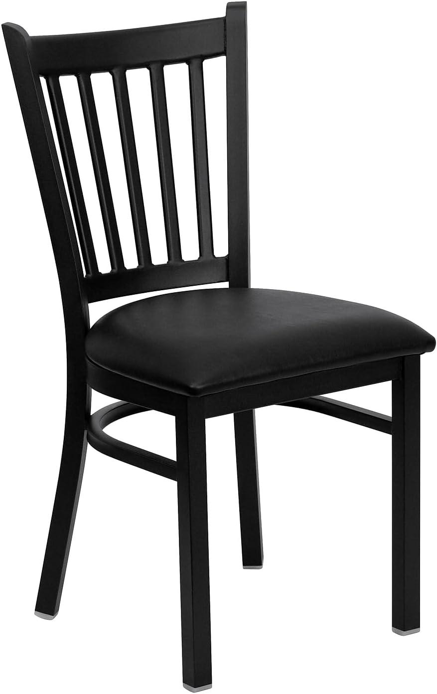 imageFlash Furniture Hercules Series Vertical Back Metal Restaurant Chairs Upholstered Armless Dining Chairs for RestaurantsKitchens Set of 2 BlackBlack Vinyl Seat
