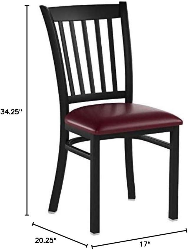 imageFlash Furniture Hercules Series Vertical Back Metal Restaurant Chairs Upholstered Armless Dining Chairs for RestaurantsKitchens Set of 2 BlackBurgundy Vinyl Seat