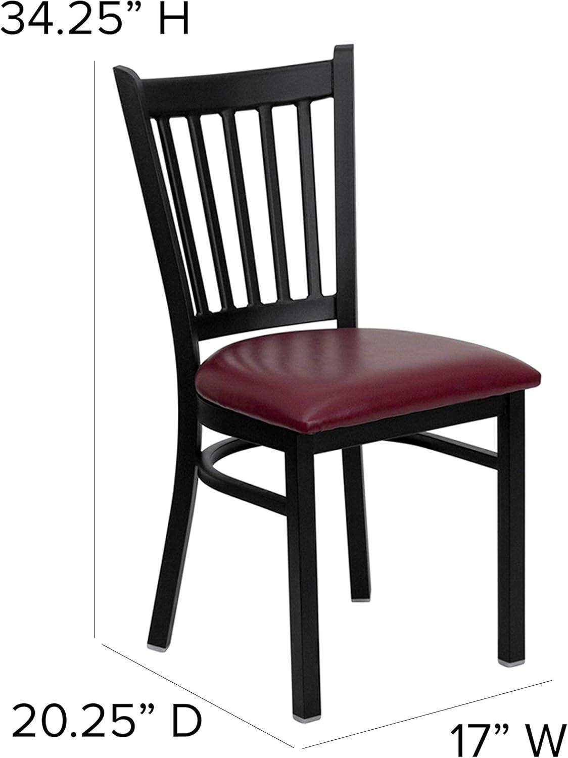 imageFlash Furniture Hercules Series Vertical Back Metal Restaurant Chairs Upholstered Armless Dining Chairs for RestaurantsKitchens Set of 2 BlackBurgundy Vinyl Seat