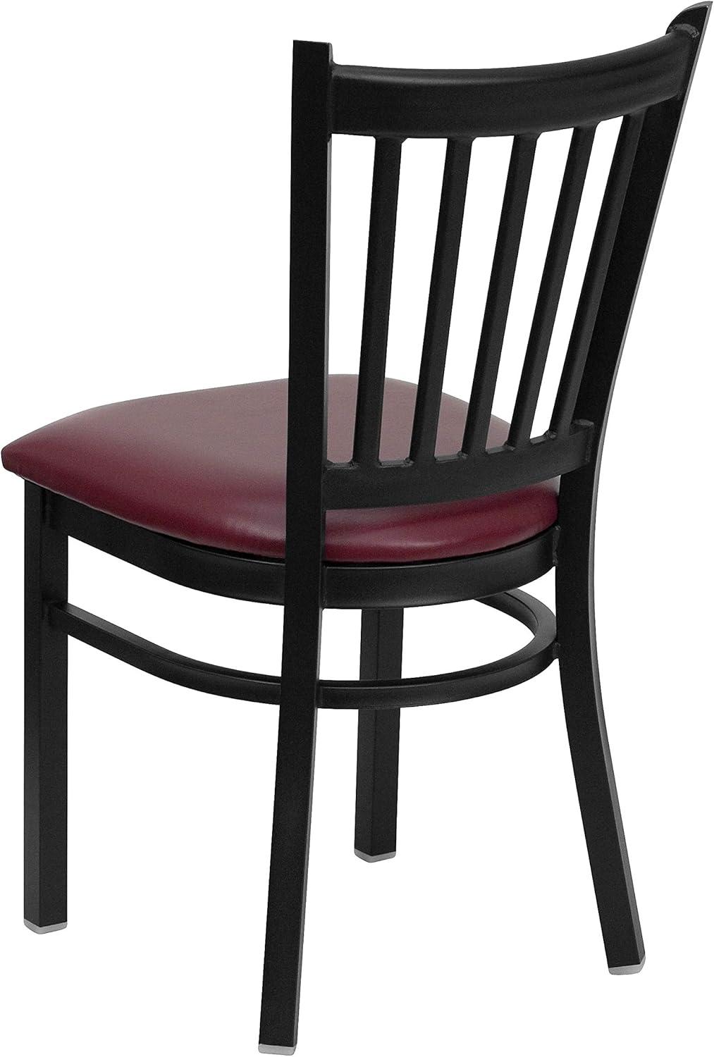 imageFlash Furniture Hercules Series Vertical Back Metal Restaurant Chairs Upholstered Armless Dining Chairs for RestaurantsKitchens Set of 2 BlackBurgundy Vinyl Seat