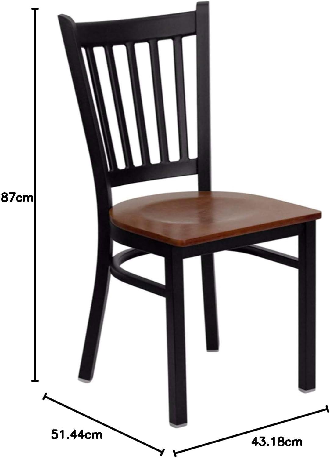 imageFlash Furniture Hercules Series Vertical Back Metal Restaurant Chairs Upholstered Armless Dining Chairs for RestaurantsKitchens Set of 2 BlackCherry Wood Seat
