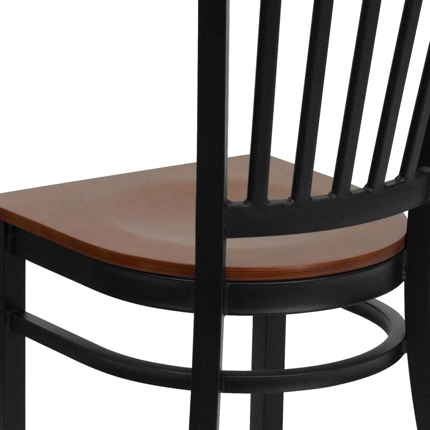 imageFlash Furniture Hercules Series Vertical Back Metal Restaurant Chairs Upholstered Armless Dining Chairs for RestaurantsKitchens Set of 2 BlackCherry Wood Seat
