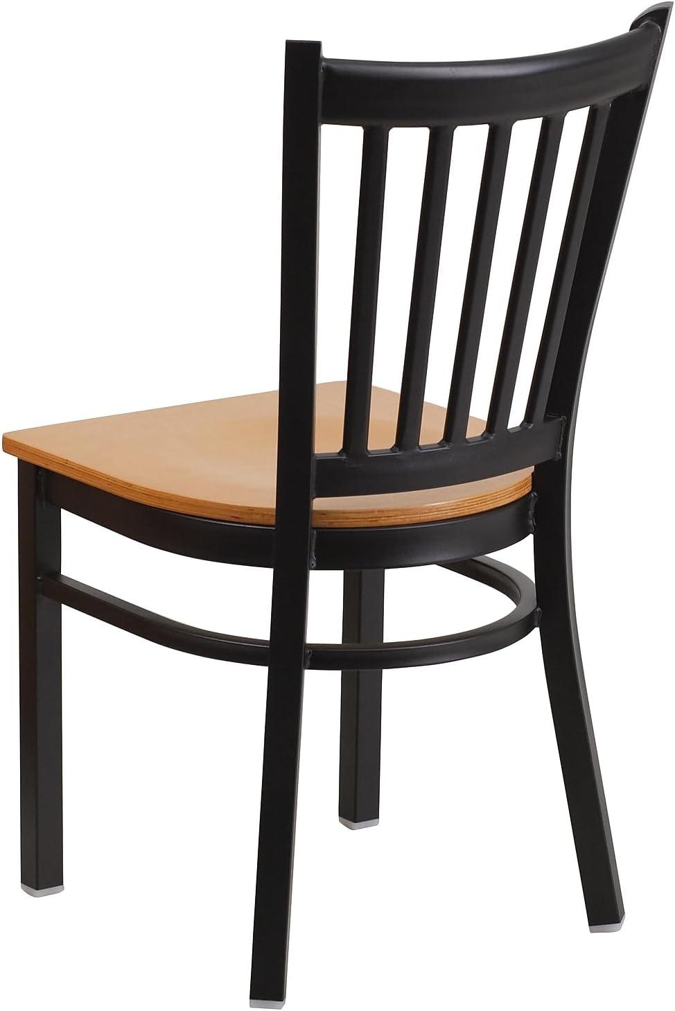 imageFlash Furniture Hercules Series Vertical Back Metal Restaurant Chairs Upholstered Armless Dining Chairs for RestaurantsKitchens Set of 2 BlackNatural Wood Seat