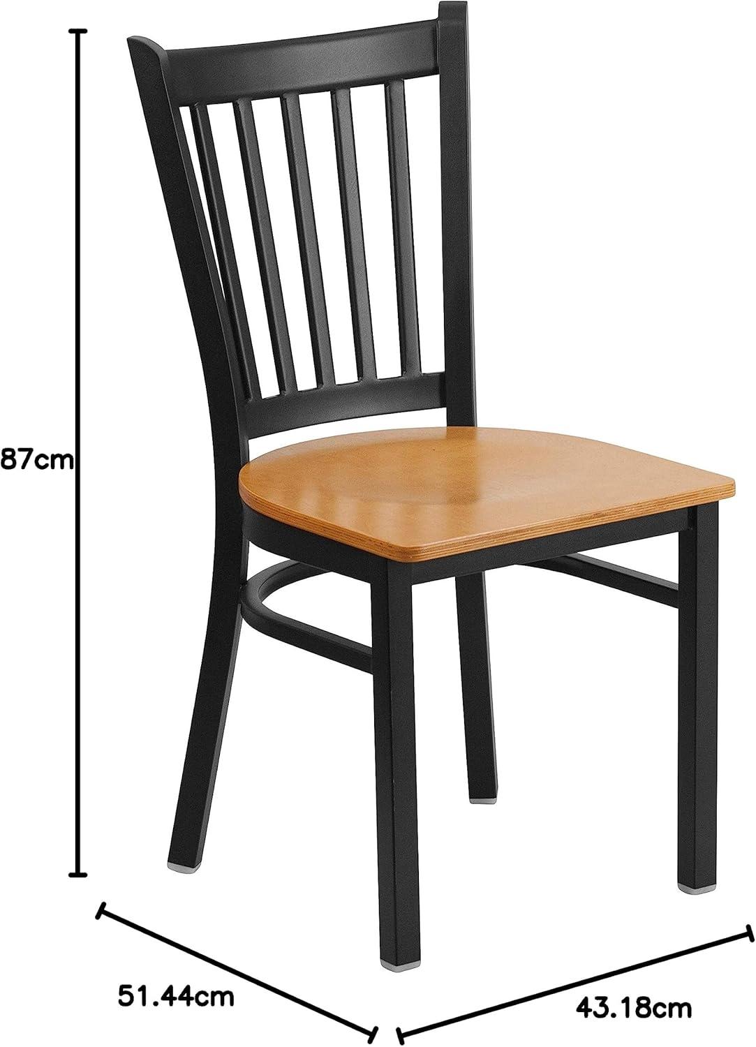imageFlash Furniture Hercules Series Vertical Back Metal Restaurant Chairs Upholstered Armless Dining Chairs for RestaurantsKitchens Set of 2 BlackNatural Wood Seat