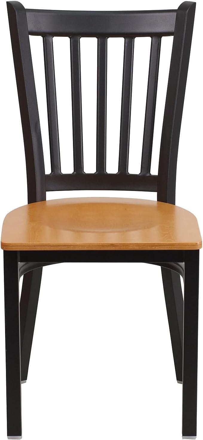 imageFlash Furniture Hercules Series Vertical Back Metal Restaurant Chairs Upholstered Armless Dining Chairs for RestaurantsKitchens Set of 2 BlackNatural Wood Seat