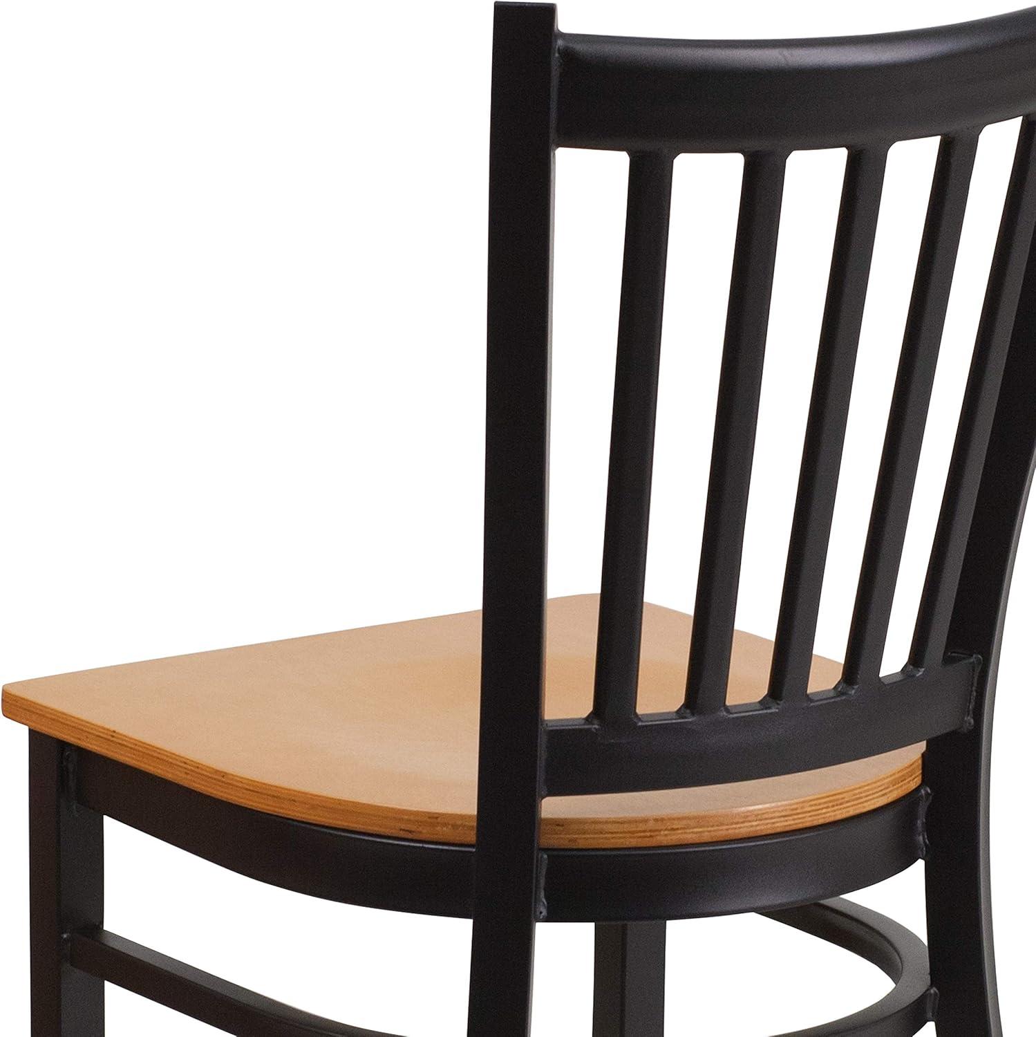 imageFlash Furniture Hercules Series Vertical Back Metal Restaurant Chairs Upholstered Armless Dining Chairs for RestaurantsKitchens Set of 2 BlackNatural Wood Seat