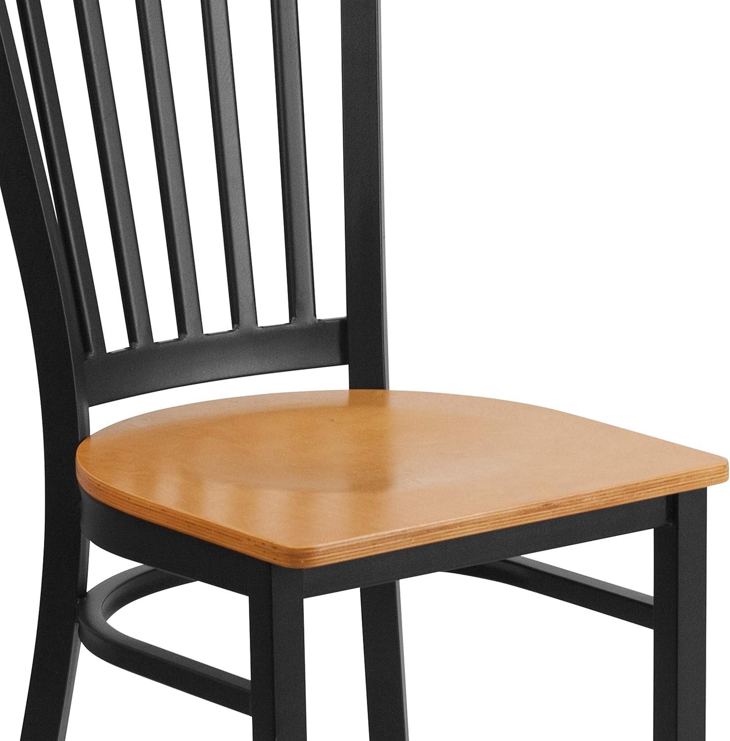 imageFlash Furniture Hercules Series Vertical Back Metal Restaurant Chairs Upholstered Armless Dining Chairs for RestaurantsKitchens Set of 2 BlackNatural Wood Seat