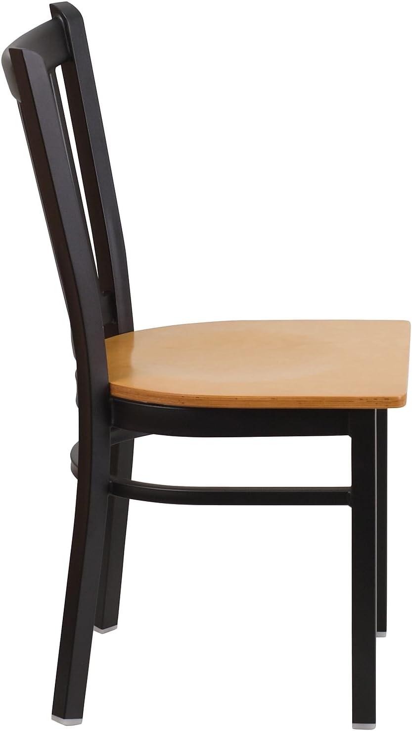 imageFlash Furniture Hercules Series Vertical Back Metal Restaurant Chairs Upholstered Armless Dining Chairs for RestaurantsKitchens Set of 2 BlackNatural Wood Seat