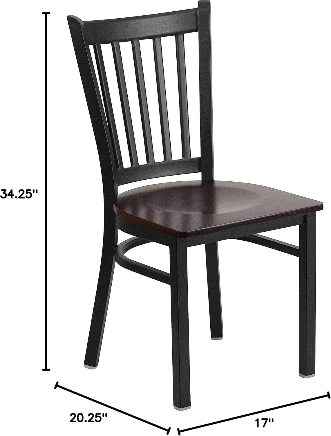 imageFlash Furniture Hercules Series Vertical Back Metal Restaurant Chairs Upholstered Armless Dining Chairs for RestaurantsKitchens Set of 2 BlackWalnut Wood Seat