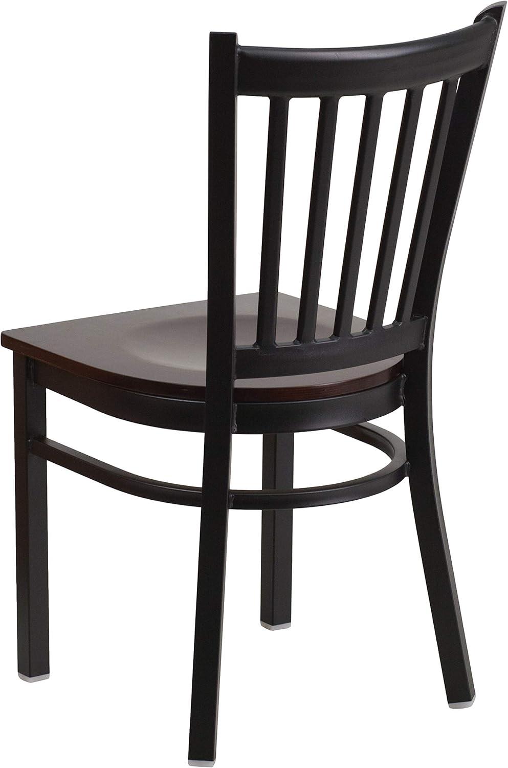 imageFlash Furniture Hercules Series Vertical Back Metal Restaurant Chairs Upholstered Armless Dining Chairs for RestaurantsKitchens Set of 2 BlackWalnut Wood Seat