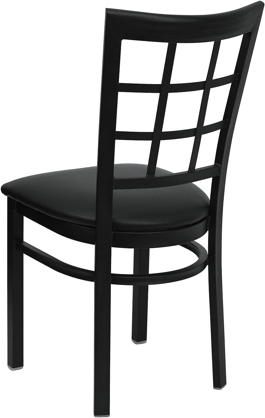 imageFlash Furniture Hercules Series Window Back Metal Restaurant Chair Modern Upholstered Armless Dining Chair for Restaurants and Kitchens BlackBlack Vinyl SeatBlack Metal Frame