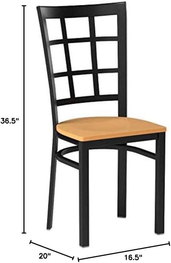 imageFlash Furniture Hercules Series Window Back Metal Restaurant Chair Modern Upholstered Armless Dining Chair for Restaurants and Kitchens BlackNatural Wood SeatBlack Metal Frame
