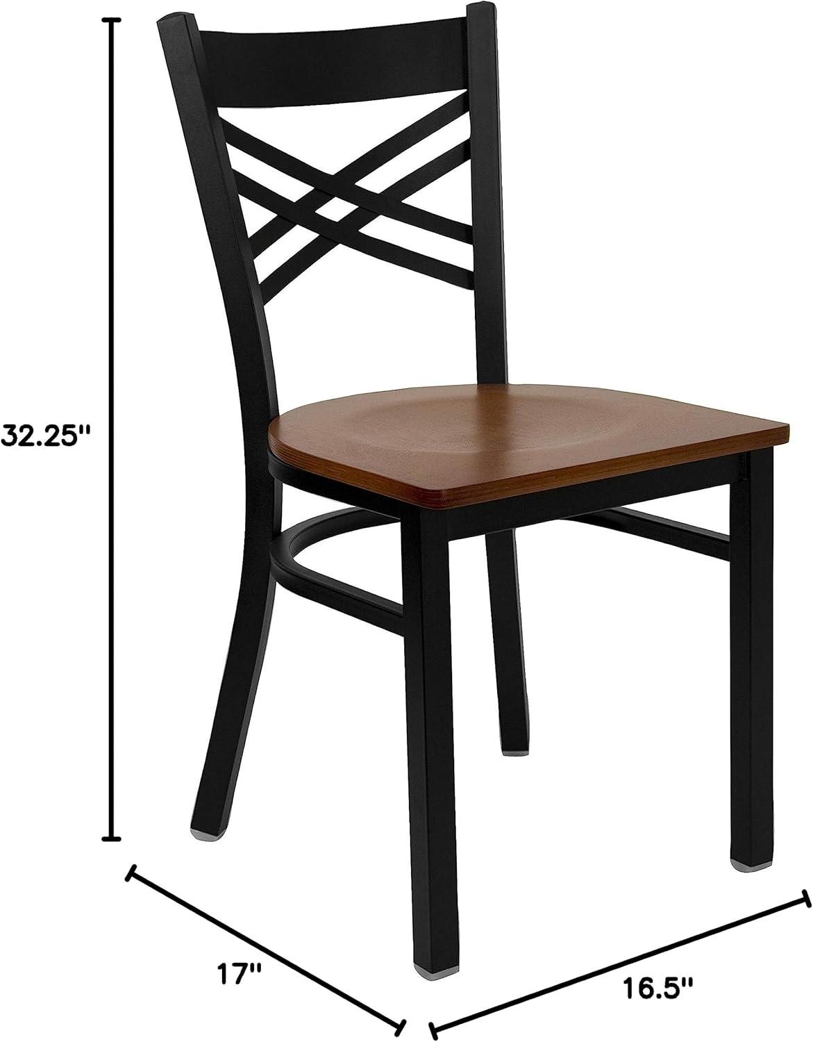 imageFlash Furniture Hercules Series quotXquot Back Metal Restaurant Chair Modern Upholstered Armless Dining Chair for Restaurants and Kitchens BlackCherry Wood SeatBlack Metal Frame