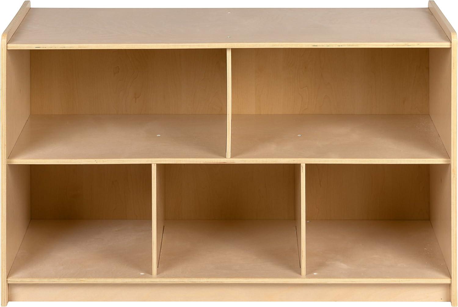 imageFlash Furniture Hercules Wooden 5Section School Coat Locker with Bench Cubbies and Storage Hooks Preschool Cubby Organizer 48quotH x 48quotL Natural24H x 36L 5 Cubbies