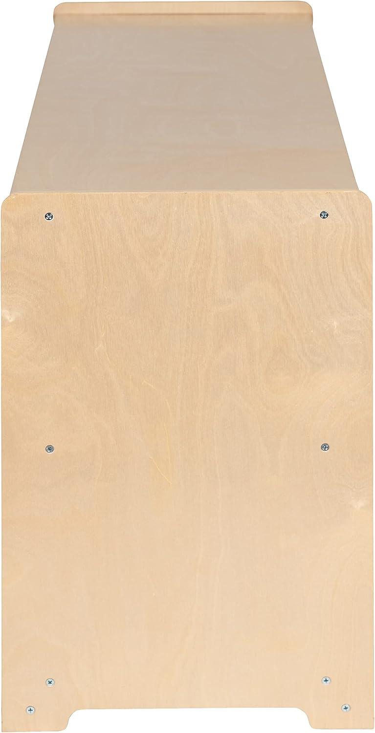 imageFlash Furniture Hercules Wooden 5Section School Coat Locker with Bench Cubbies and Storage Hooks Preschool Cubby Organizer 48quotH x 48quotL Natural24H x 48L 2 Shelves