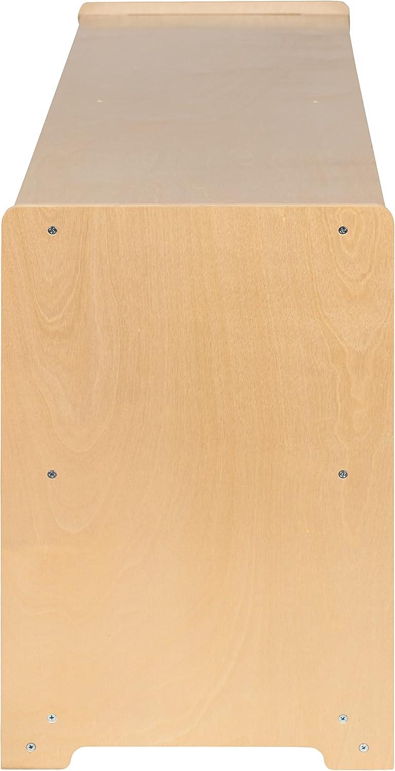imageFlash Furniture Hercules Wooden 5Section School Coat Locker with Bench Cubbies and Storage Hooks Preschool Cubby Organizer 48quotH x 48quotL Natural24H x 48L 5 Cubbies