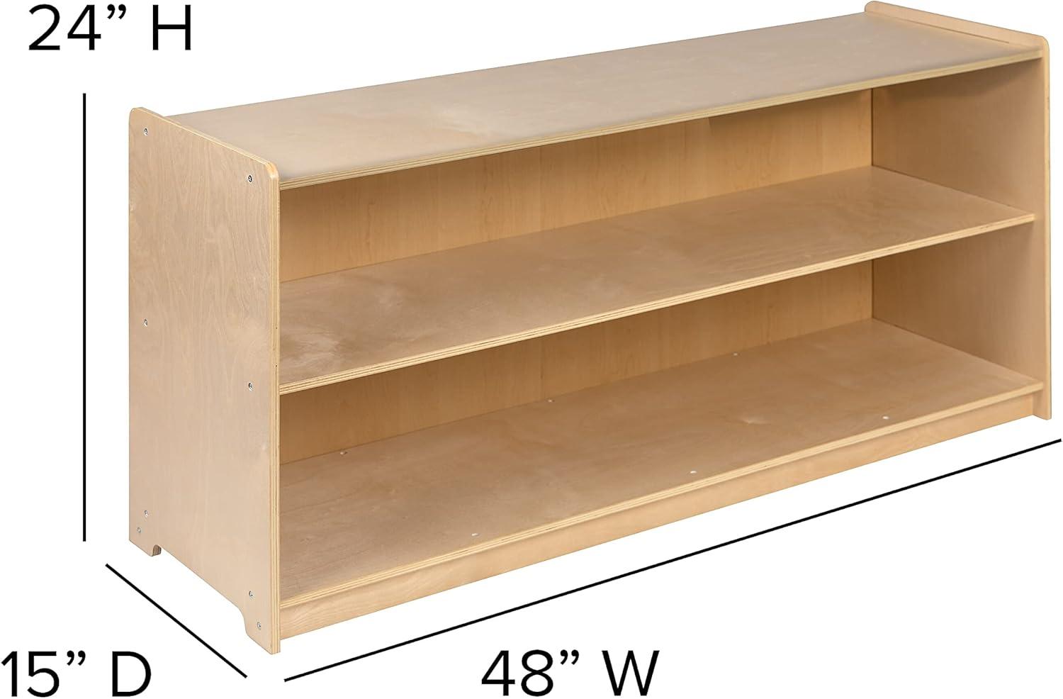 imageFlash Furniture Hercules Wooden 5Section School Coat Locker with Bench Cubbies and Storage Hooks Preschool Cubby Organizer 48quotH x 48quotL Natural24H x 48L 2 Shelves