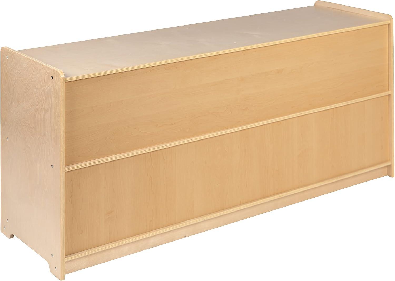 imageFlash Furniture Hercules Wooden 5Section School Coat Locker with Bench Cubbies and Storage Hooks Preschool Cubby Organizer 48quotH x 48quotL Natural24H x 48L 5 Cubbies
