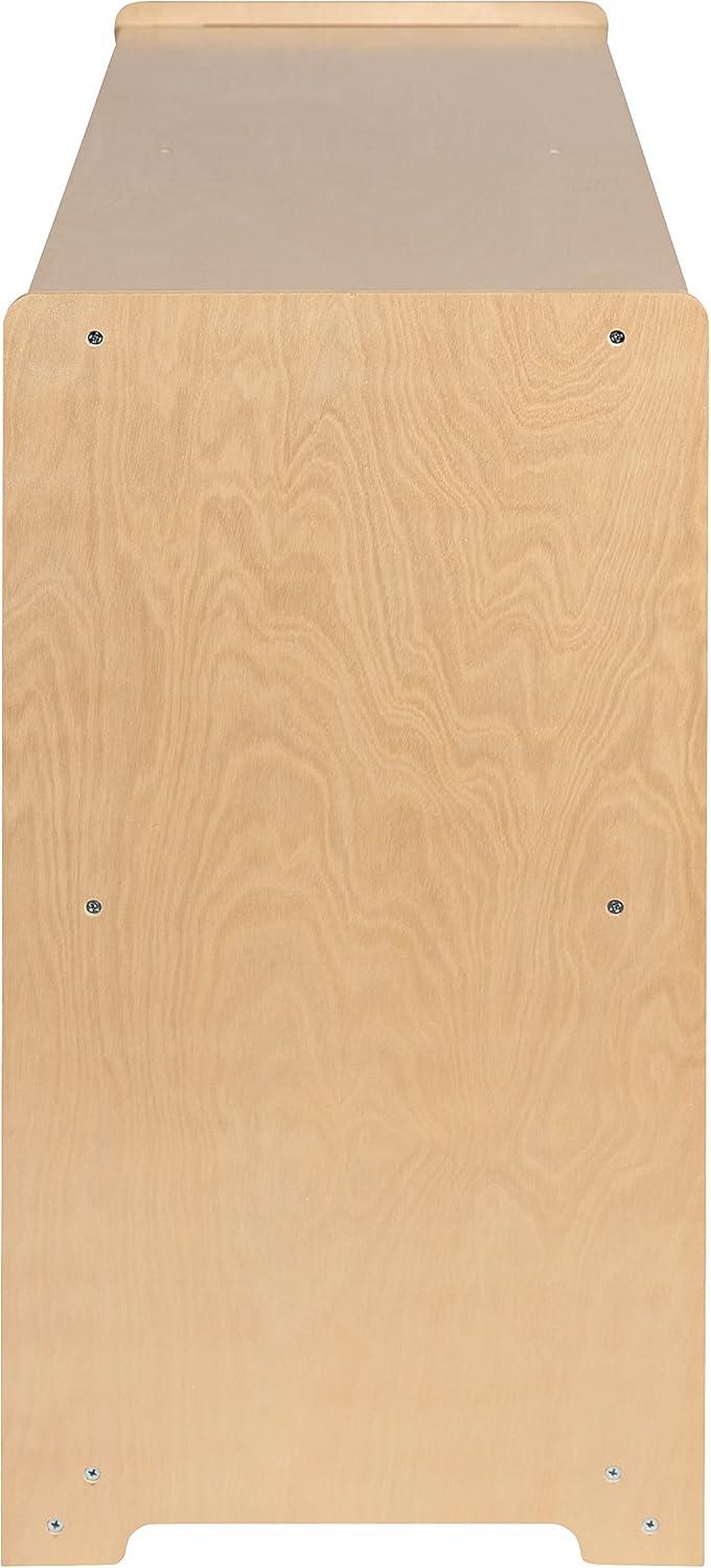 imageFlash Furniture Hercules Wooden 5Section School Coat Locker with Bench Cubbies and Storage Hooks Preschool Cubby Organizer 48quotH x 48quotL Natural30H x 48L 5 Cubbies