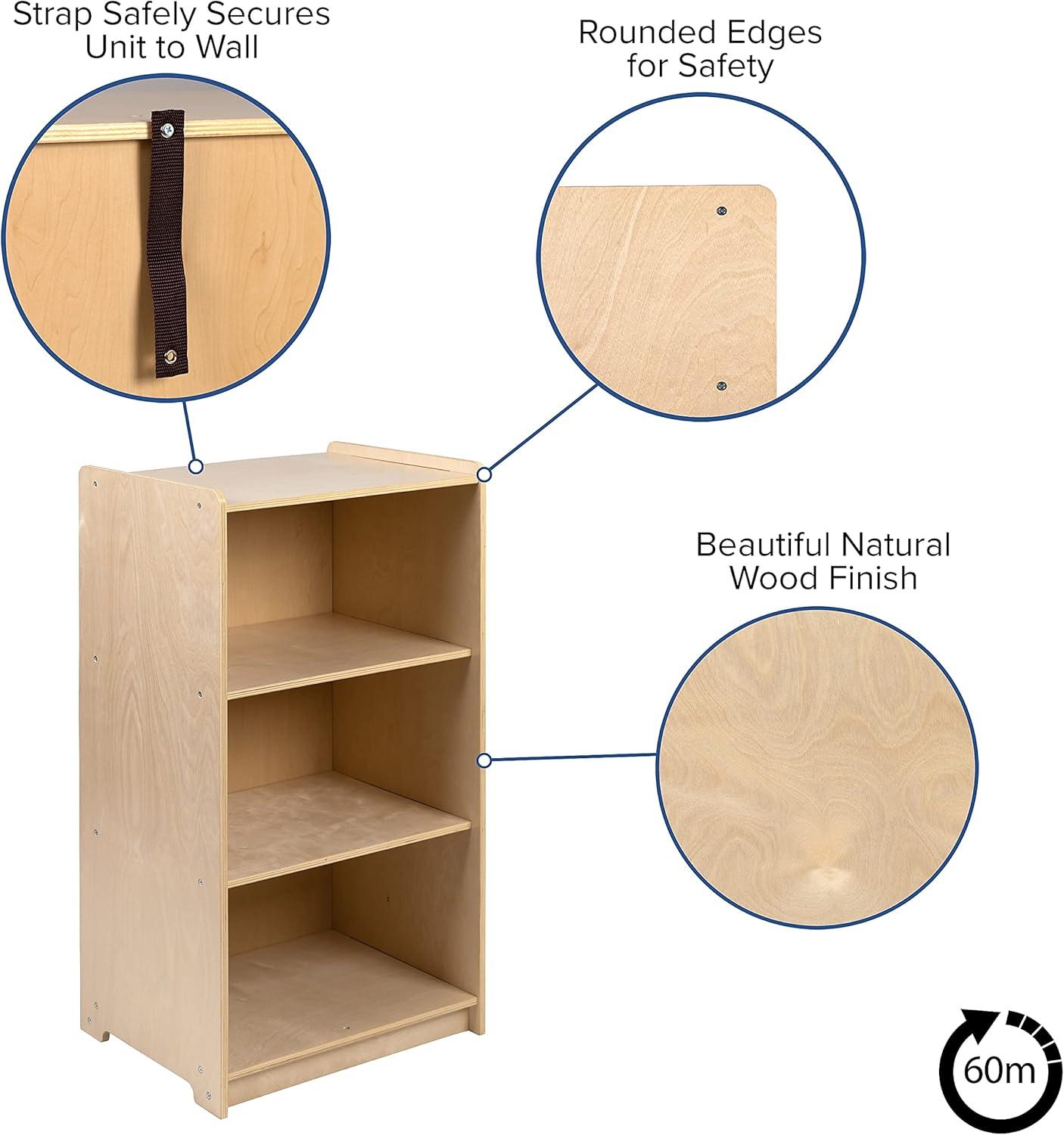 imageFlash Furniture Hercules Wooden 5Section School Coat Locker with Bench Cubbies and Storage Hooks Preschool Cubby Organizer 48quotH x 48quotL Natural36H 3 Shelves