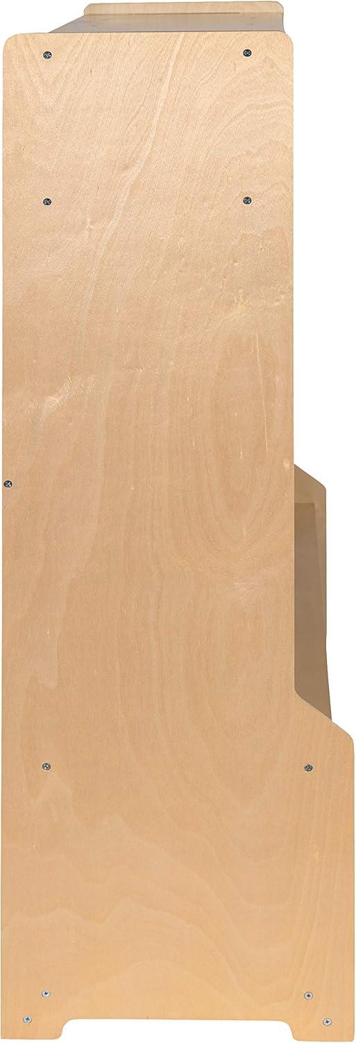 imageFlash Furniture Hercules Wooden 5Section School Coat Locker with Bench Cubbies and Storage Hooks Preschool Cubby Organizer 48quotH x 48quotL Natural48H x 48L 5 Cubbies Locker