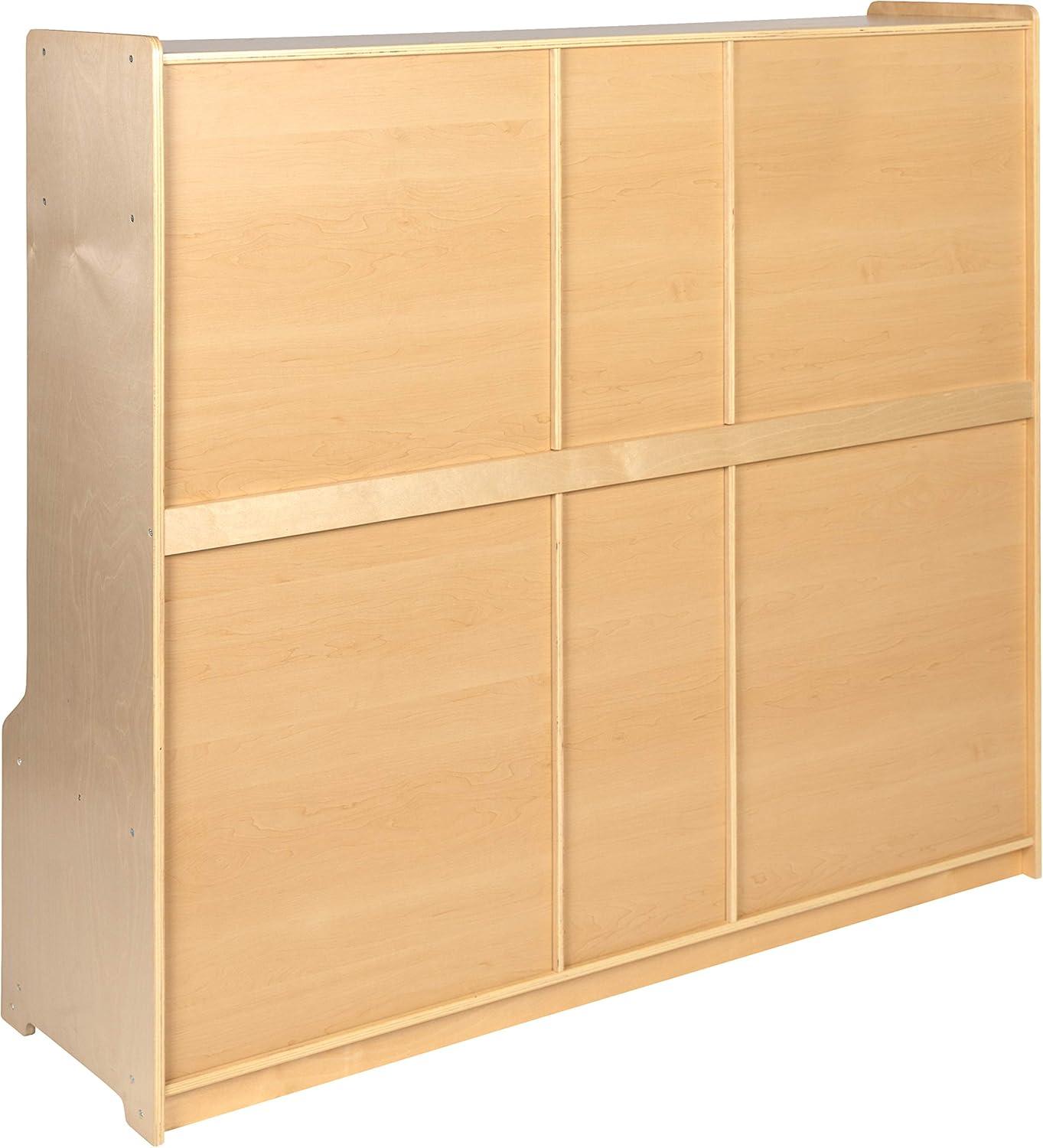 imageFlash Furniture Hercules Wooden 5Section School Coat Locker with Bench Cubbies and Storage Hooks Preschool Cubby Organizer 48quotH x 48quotL Natural48H x 48L 5 Cubbies Locker