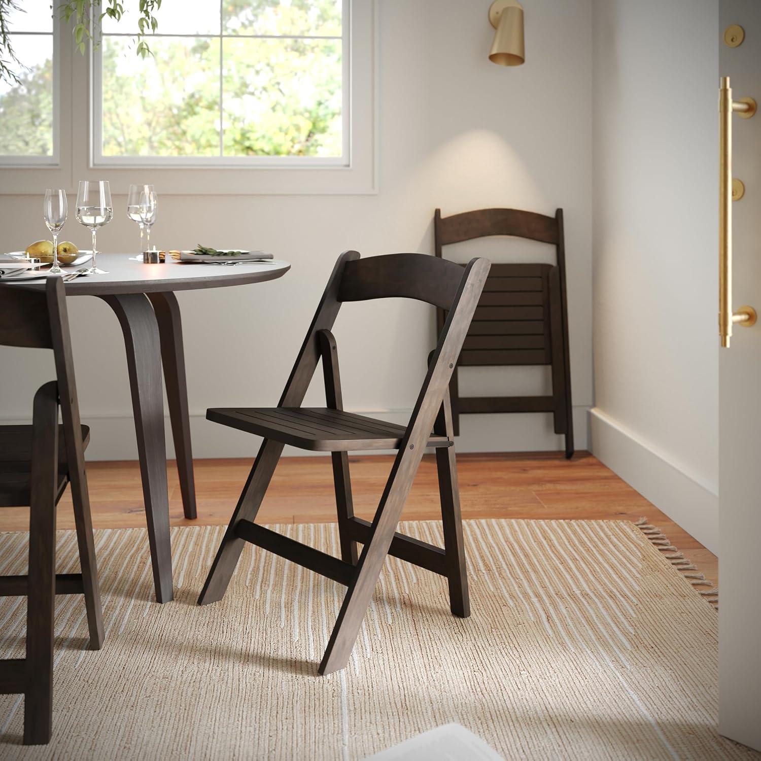 imageFlash Furniture Holden Commercial Solid Wood Dining Chair Foldable Design Solid Beechwood Frame Curved Back Mortise and Tenon Construction OakEarly American Wood