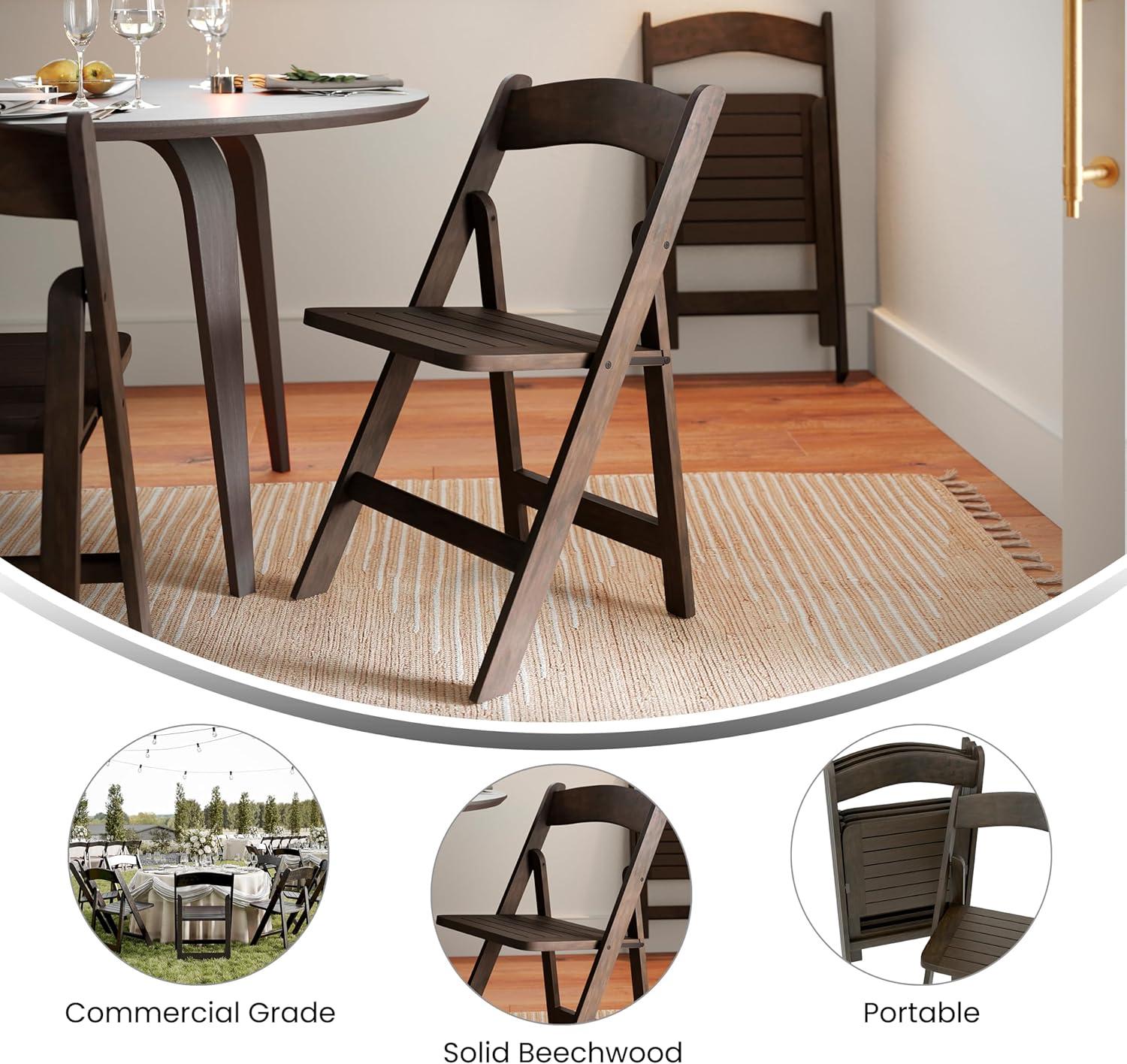 imageFlash Furniture Holden Commercial Solid Wood Dining Chair Foldable Design Solid Beechwood Frame Curved Back Mortise and Tenon Construction OakEarly American Wood