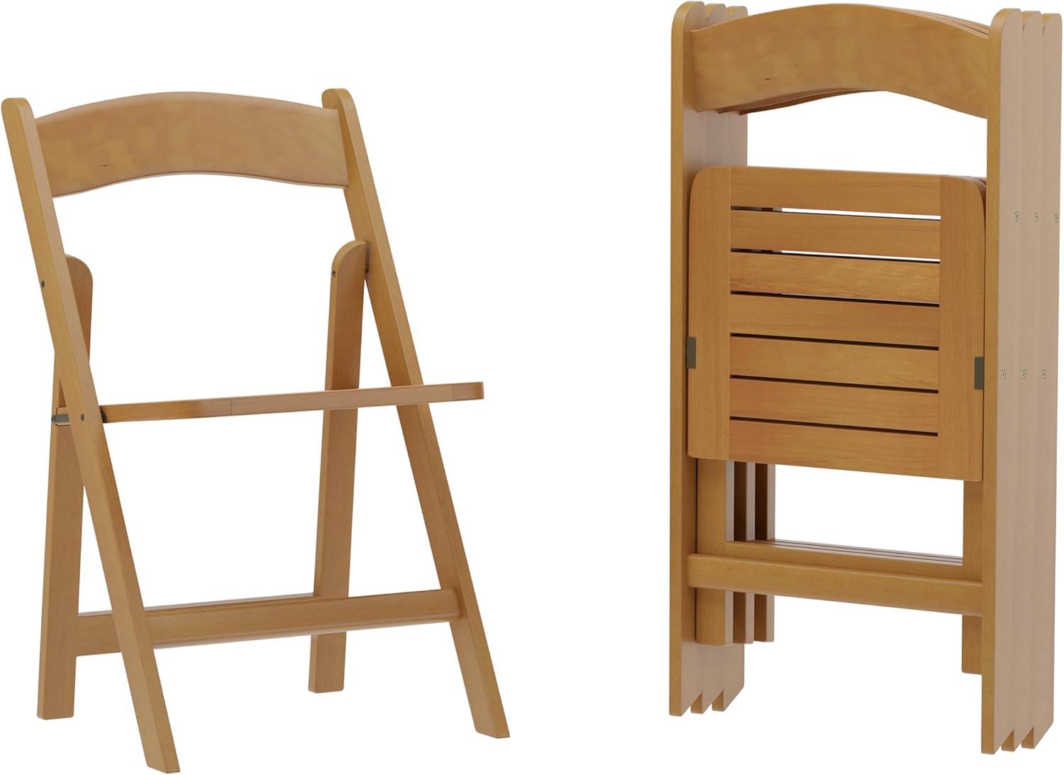 imageFlash Furniture Holden Commercial Solid Wood Dining Chair Foldable Design Solid Beechwood Frame Curved Back Mortise and Tenon Construction OakOak