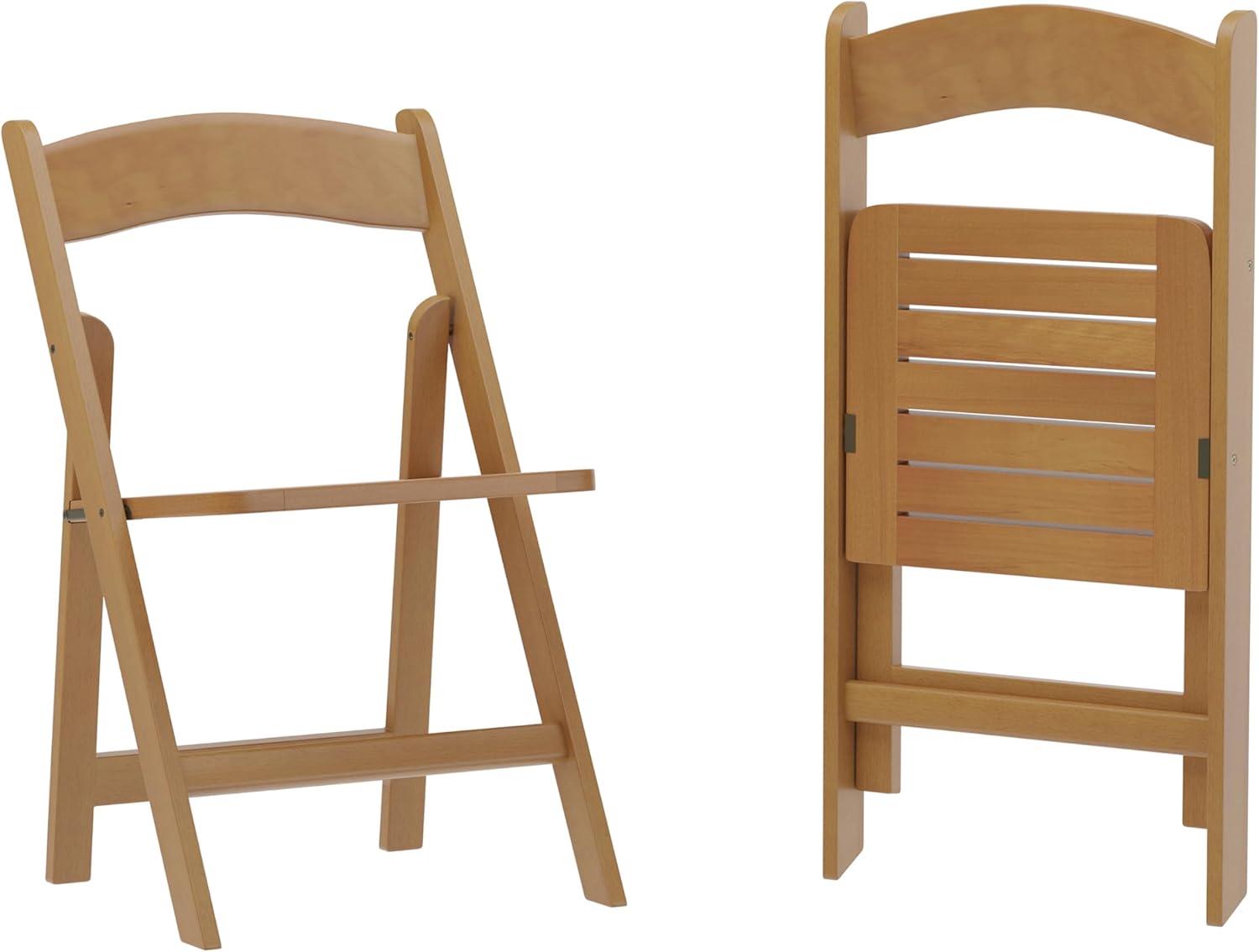 imageFlash Furniture Holden Commercial Solid Wood Dining Chair Foldable Design Solid Beechwood Frame Curved Back Mortise and Tenon Construction OakOak