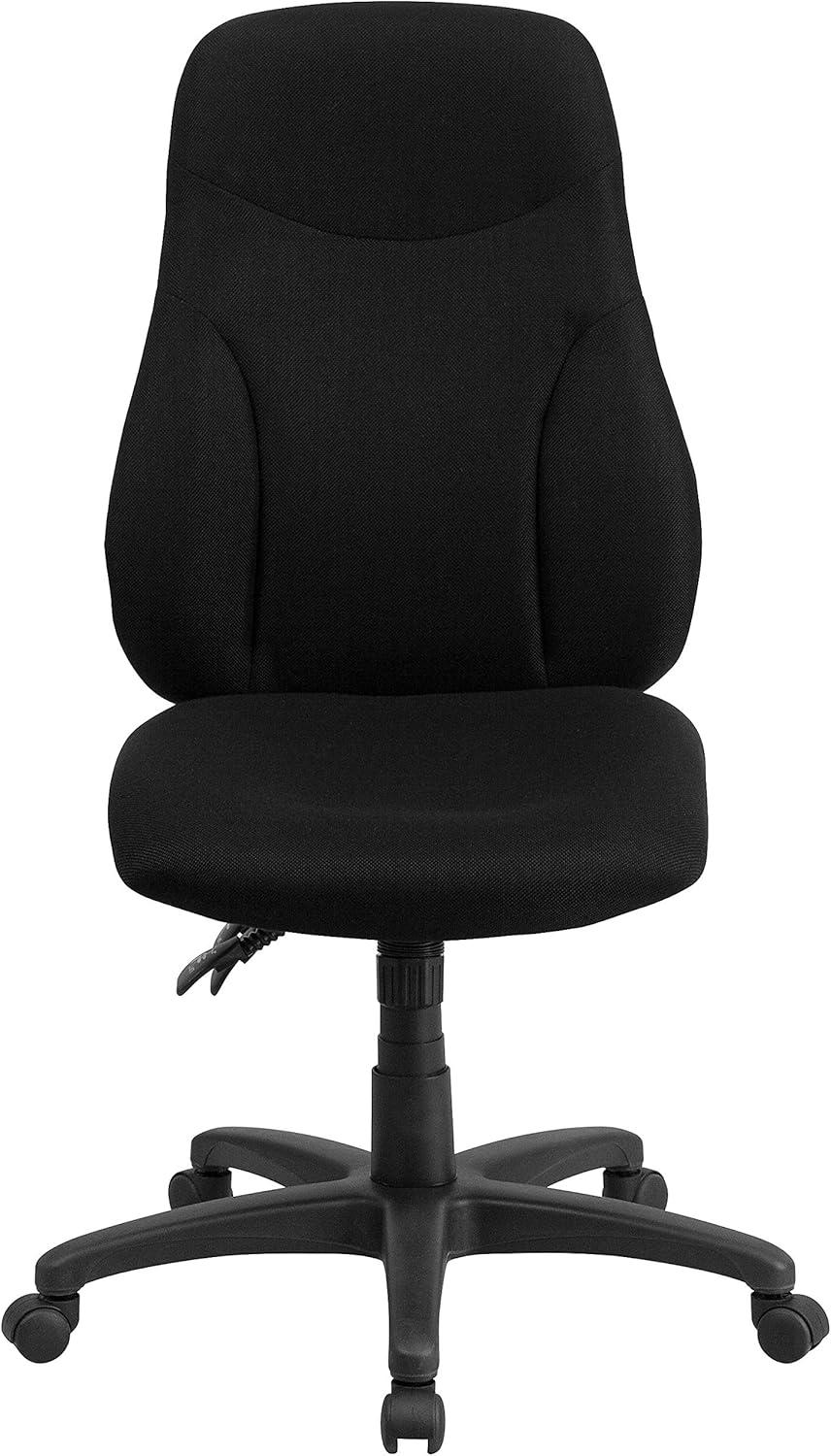imageFlash Furniture Hughes High Back Black Fabric Multifunction Swivel Ergonomic Task Office Chair
