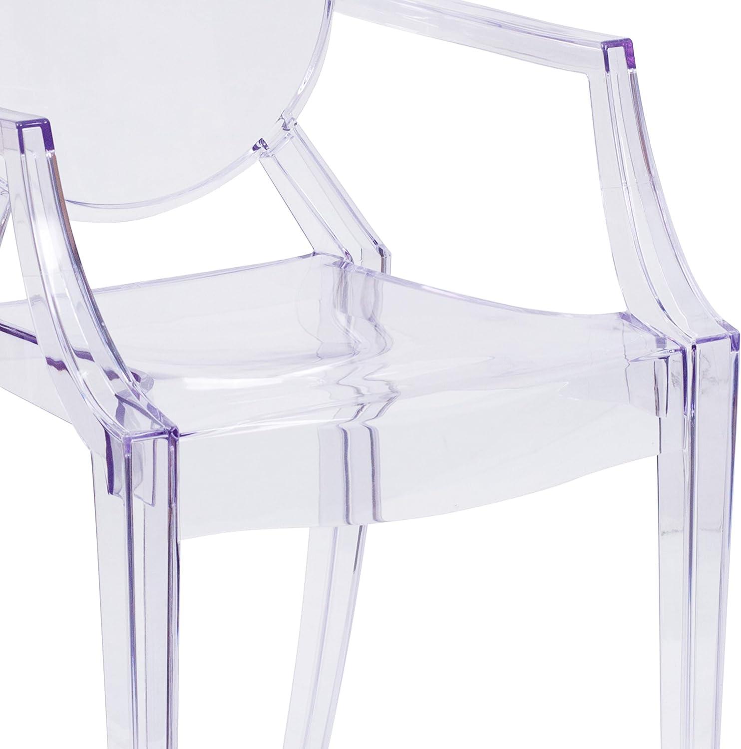 imageFlash Furniture IndoorOutdoor Ghost Accent and Dining Chair with Curved Arms and Contoured Seat Stackable Restaurant Chair Transparent CrystalSet of 4