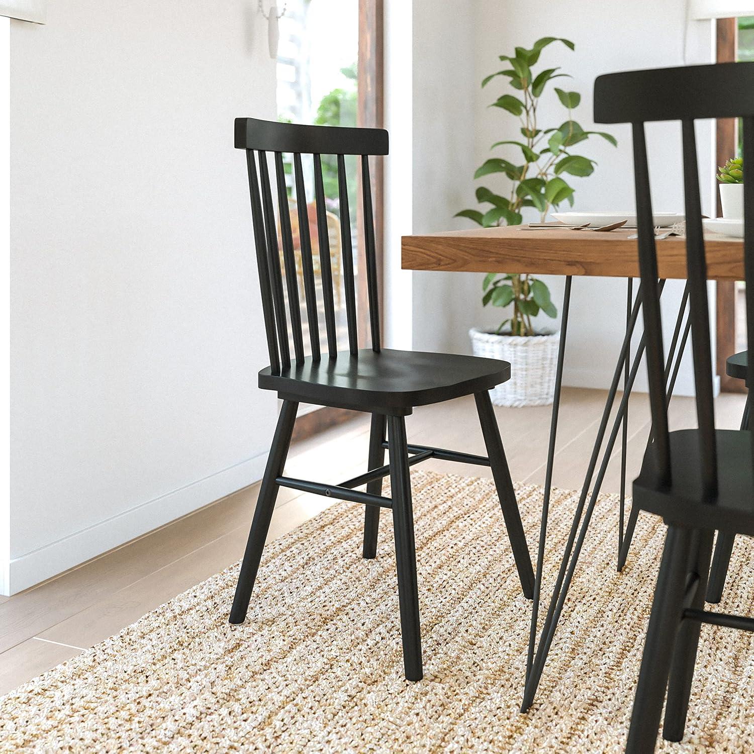 imageFlash Furniture Ingrid Commercial Windsor Solid Wood Dining Room Chairs Modern Armless Dining Chairs for Kitchens and Restaurants Set of 2 BlackBlack