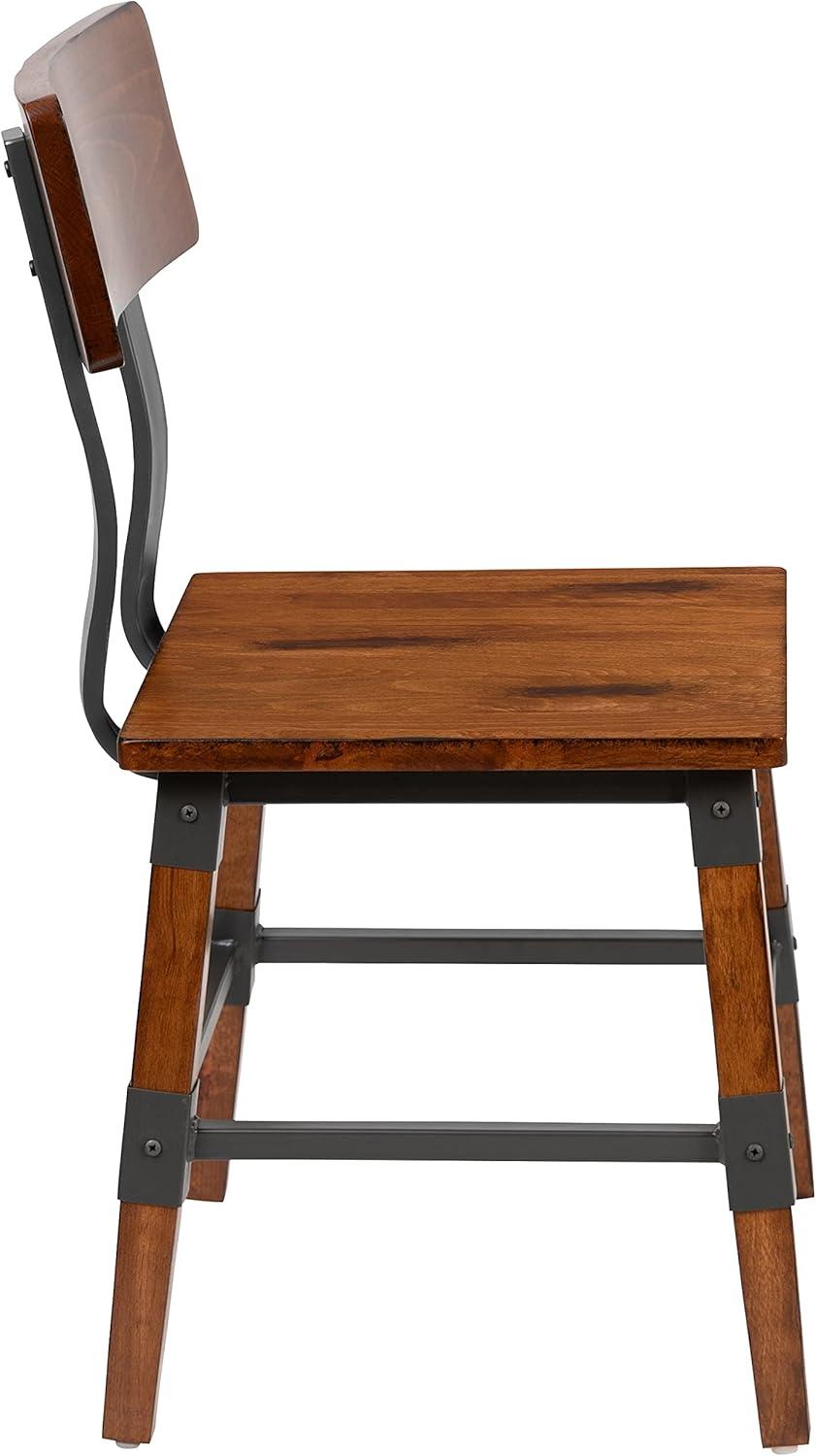 imageFlash Furniture Jackson 2 Pack Rustic Antique Walnut Industrial Wood Dining ChairSet of 2