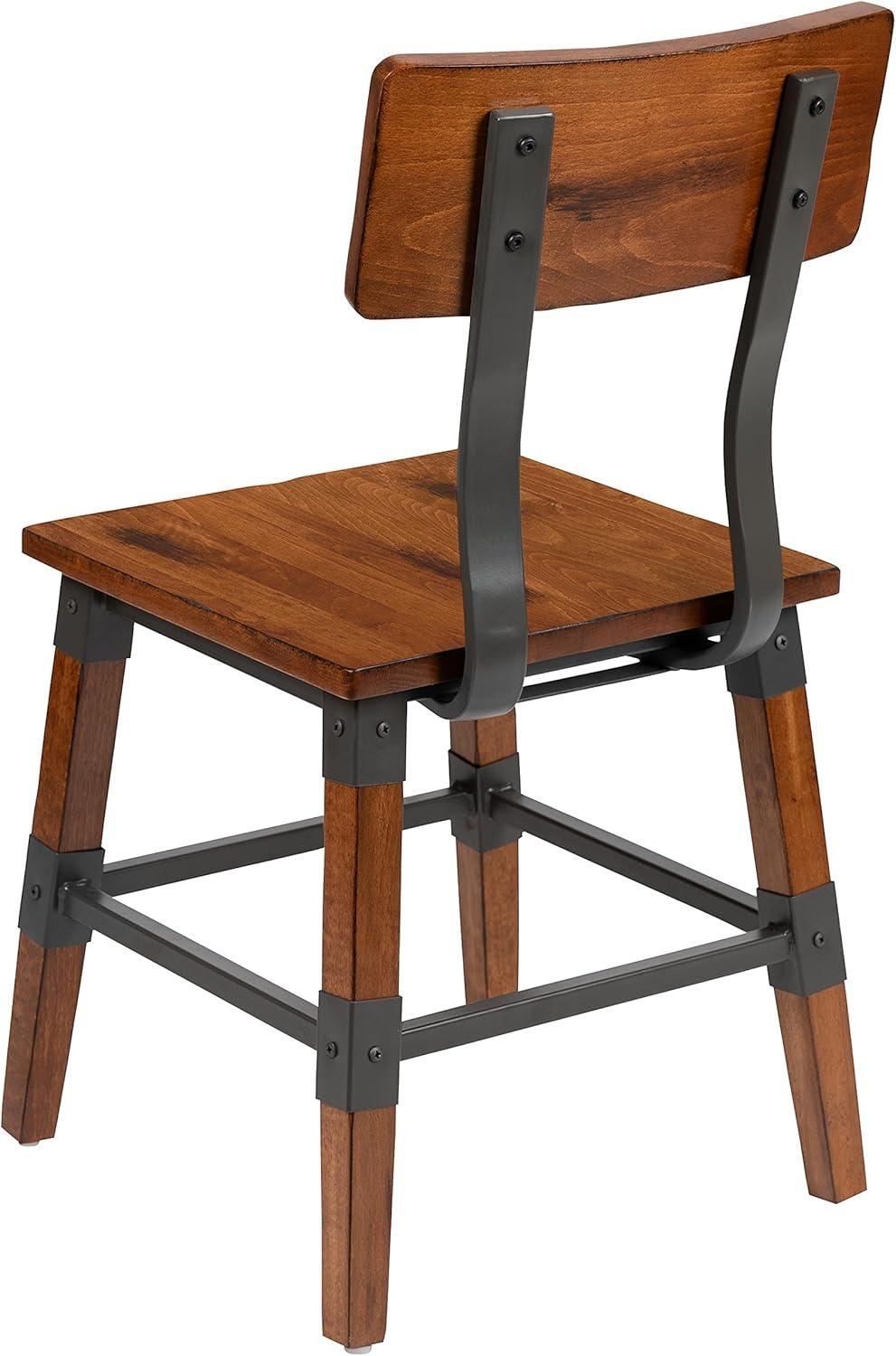 imageFlash Furniture Jackson 2 Pack Rustic Antique Walnut Industrial Wood Dining ChairSet of 2