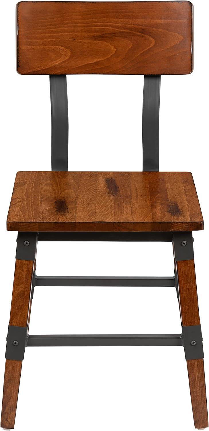 imageFlash Furniture Jackson 2 Pack Rustic Antique Walnut Industrial Wood Dining ChairSet of 2