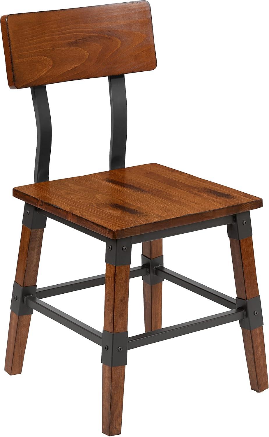 imageFlash Furniture Jackson 2 Pack Rustic Antique Walnut Industrial Wood Dining ChairSet of 4