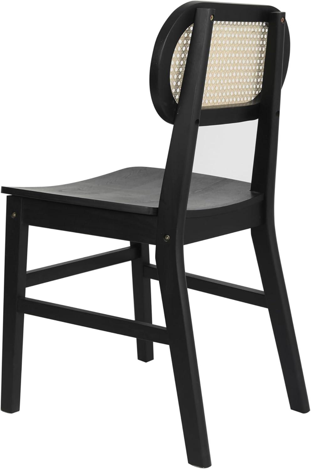 imageFlash Furniture Jacob Cane Rattan Dining Chairs Solid Wood Frame ampamp Seat Oval Breathable Backrest Commercial Grade Pack of 2 NaturalBlackBlack