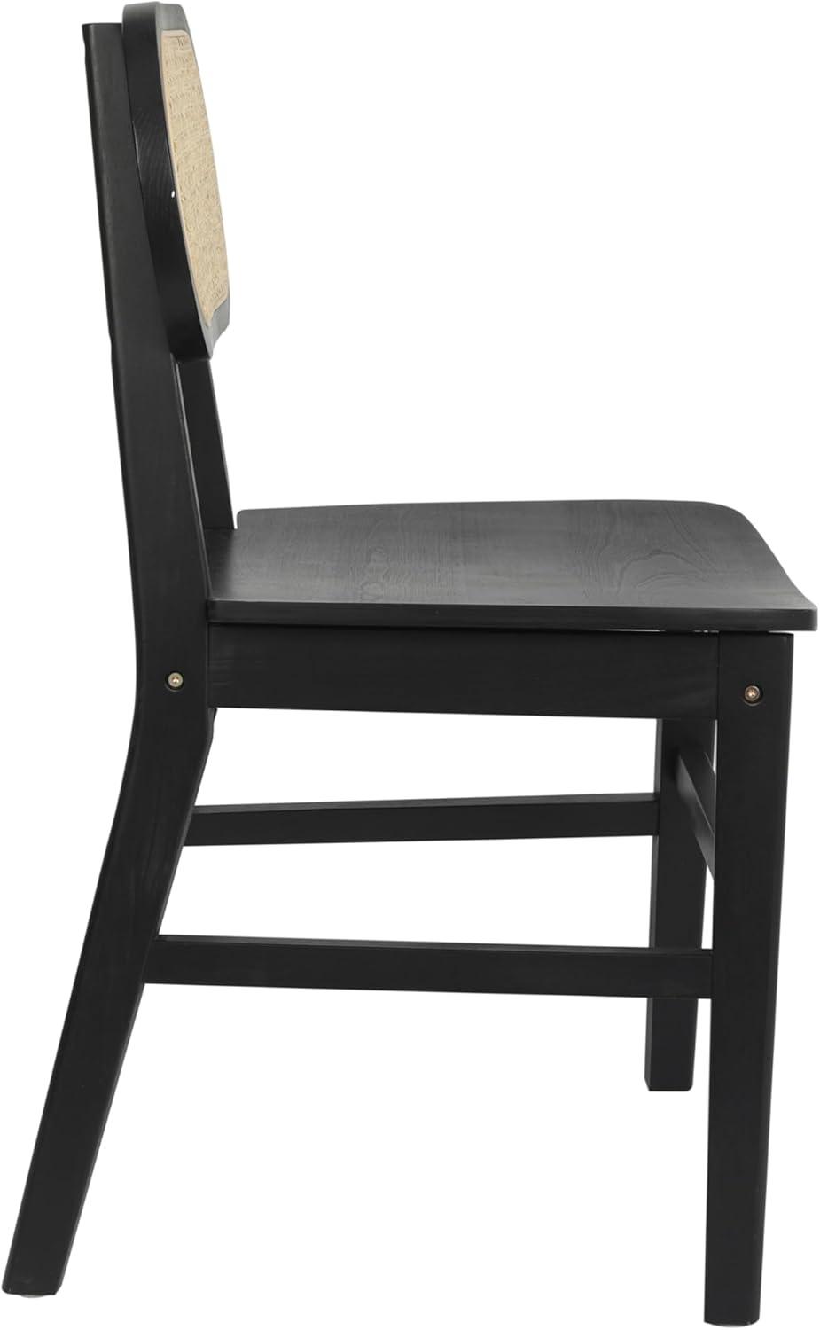 imageFlash Furniture Jacob Cane Rattan Dining Chairs Solid Wood Frame ampamp Seat Oval Breathable Backrest Commercial Grade Pack of 2 NaturalBlackBlack