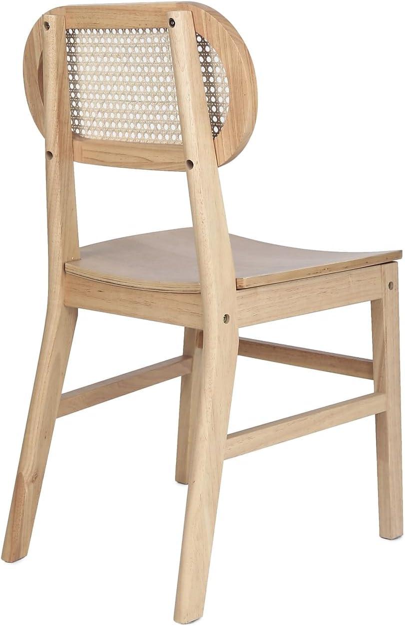 imageFlash Furniture Jacob Cane Rattan Dining Chairs Solid Wood Frame ampamp Seat Oval Breathable Backrest Commercial Grade Pack of 2 NaturalBlackNatural