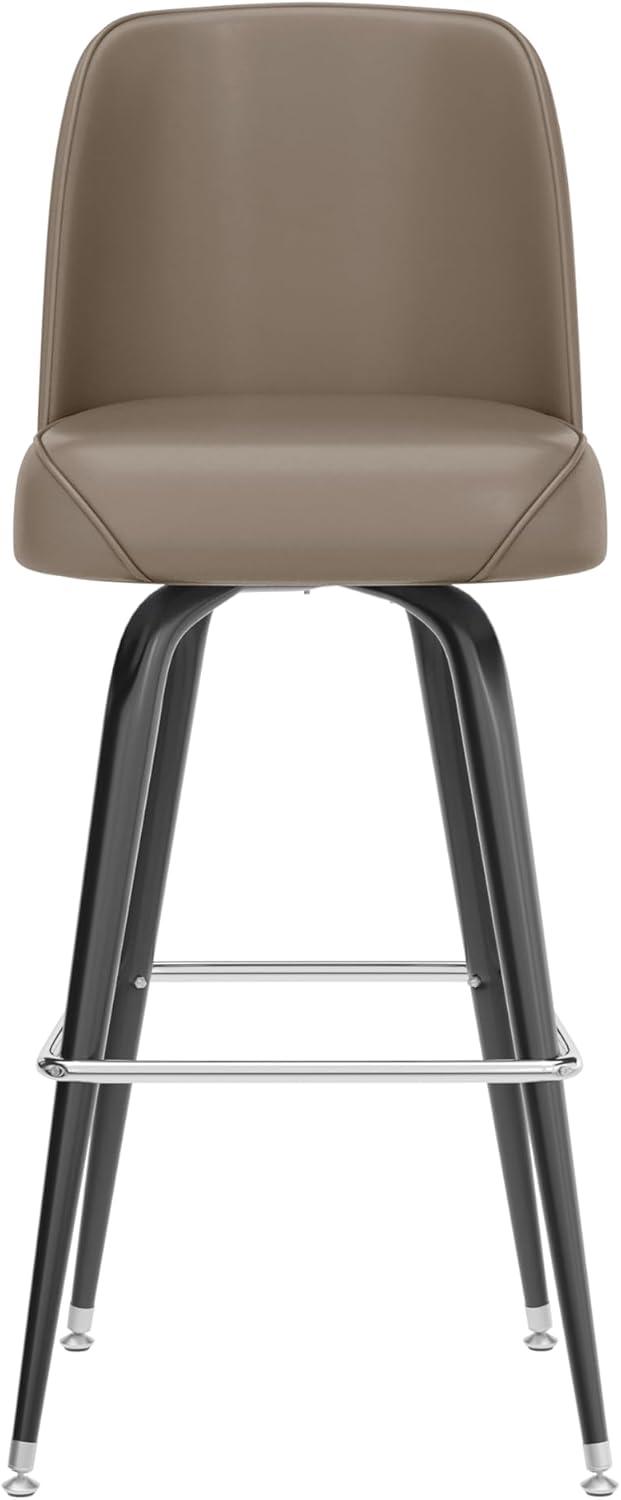 imageFlash Furniture James 2 Pack Metal Barstool with Upholstered Swivel BucketSeat and Integrated FootrestBeige
