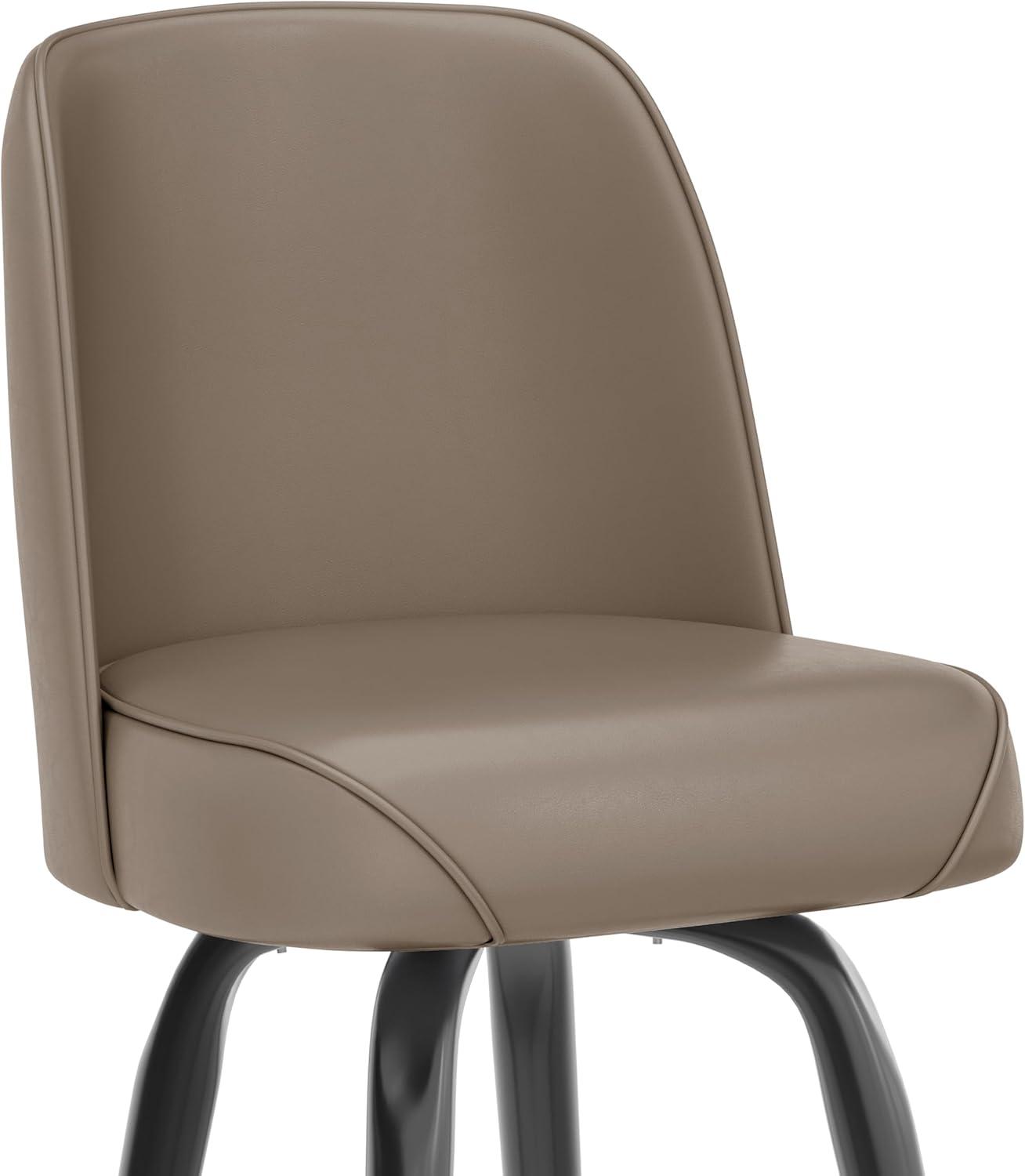 imageFlash Furniture James 2 Pack Metal Barstool with Upholstered Swivel BucketSeat and Integrated FootrestBeige